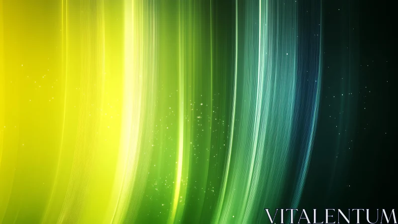 Vibrant Abstract Light Streaks in Green and Yellow Digital Art.