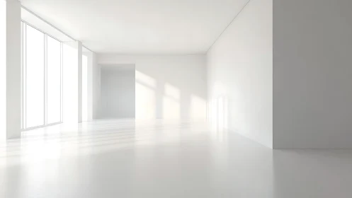 Sunlit silence stretches across a pristine minimal room