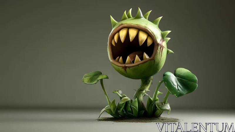 Fierce carnivorous plant illustration with large teeth, 3D style. Fierce carnivorous plant illustration with large teeth, 3D style.