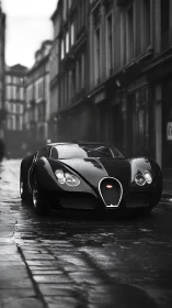 Midnight rainstorm roadster prowling a brooding city street.