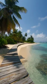 Tropical Beach Paradise with Wooden Boardwalk