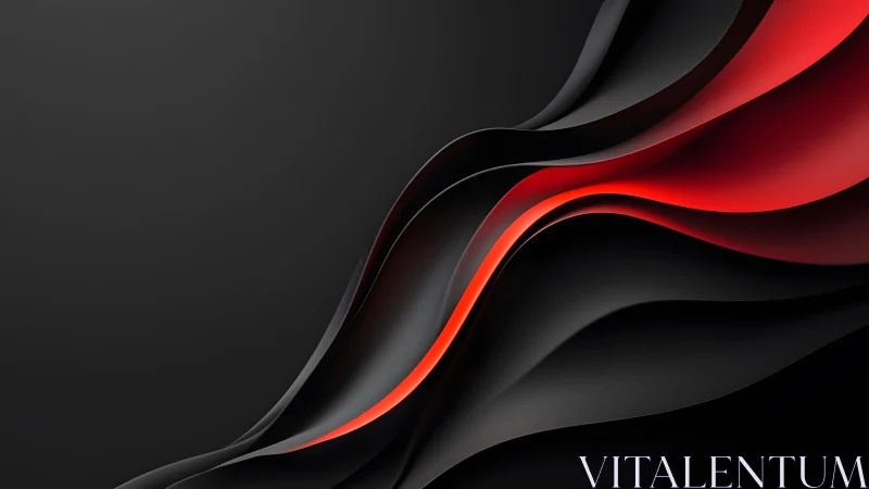 Elegant abstract black and red wavy lines digital background.