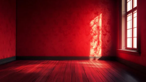 Sunlit red room where quiet shadows play on warm walls.
