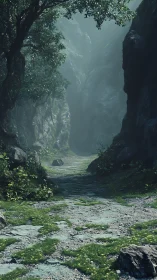 Misty Canyon Sanctuary Where Cliffs Embrace a Gentle Stream