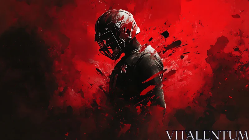 American football player silhouette in red abstract field.