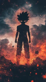 Shadow-charged warrior quietly ignites a storm of embers