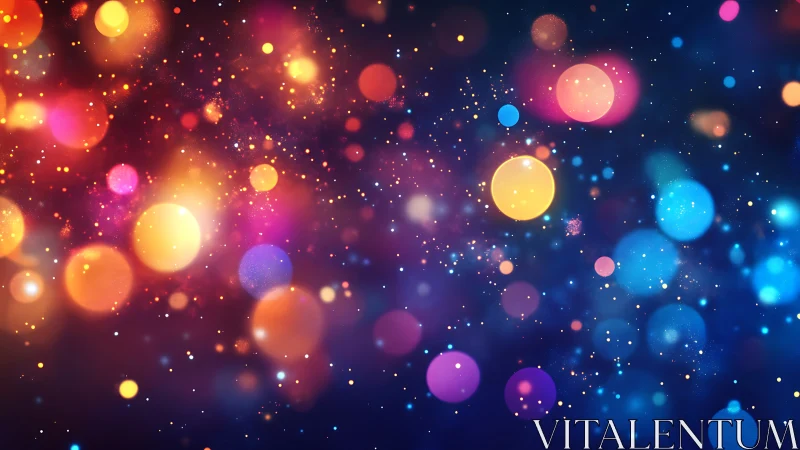 Colorful bokeh lights drifting across a dreamy night sky.