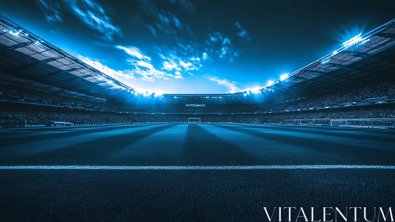 Floodlit football arena under cyan-tinted cinematic contrast.