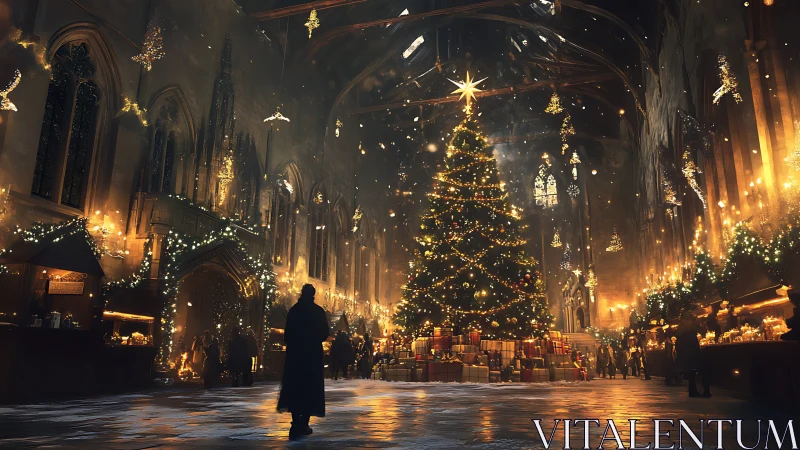 Cathedral night hums softly around a spellbound Christmas tree