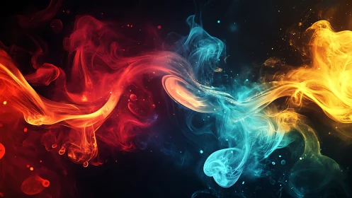 Glowing rivers of fire and ice swirl in a dreamy embrace.