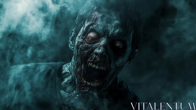 Rot-slicked revenant howls forward through toxic teal fog