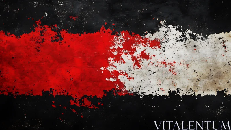 Grunge-style abstract red, white, and black horizontal flag art.