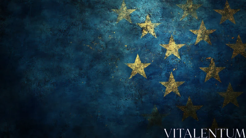 Gold five-pointed stars arranged on textured blue surface