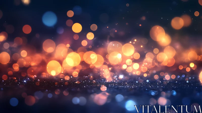 Abstract glowing bokeh lights in warm and cool tones, dreamy style.