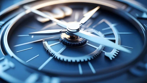 Close-up of luxury watch face in modern blue metallic style.