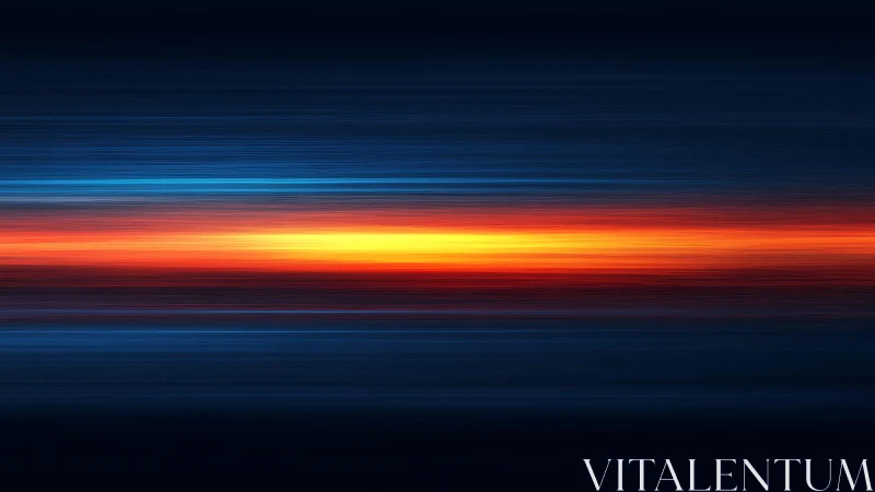 Abstract Horizon with Vibrant Blue and Orange Light Streaks.