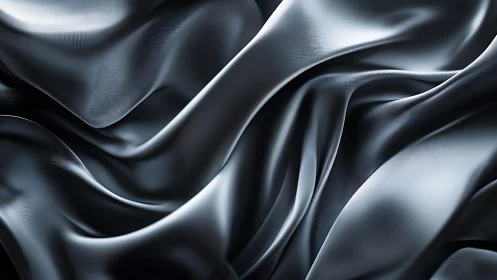 Elegant Black Satin Fabric Drapery in Luxurious Abstract Style.
