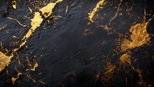 Molten gold rivers quietly fracture midnight stone