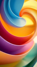 Color-slick ribbons whirl into a candybright abstract spiral