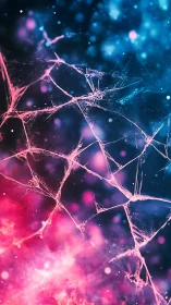 Nebula-like abstract web in contrasting pink and blue field.