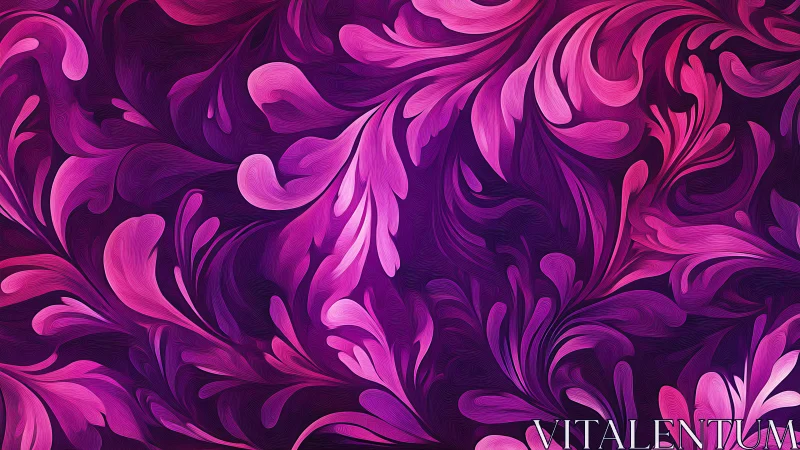Digital painting of swirling magenta botanical flourishes.