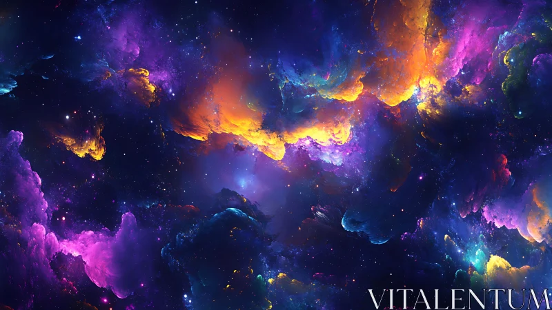 Nebular chromatic clouds form a luminous deep-space vortex