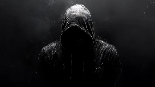 Mysterious hooded figure emerging from the deep shadows.