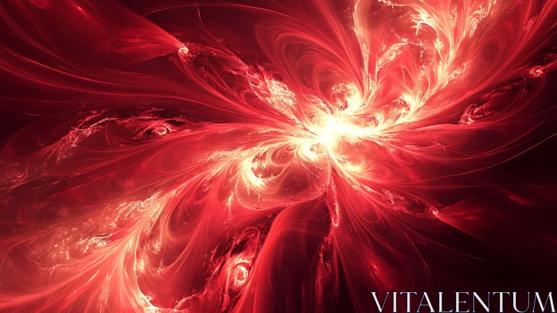 Red fractal light burst with swirling filament structures.
