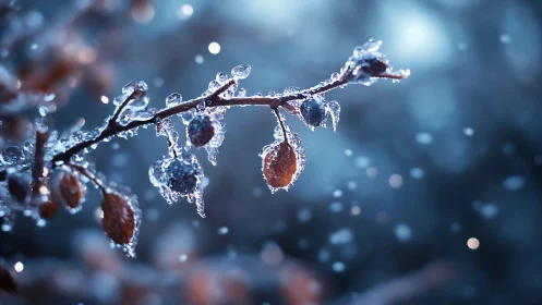 Frozen berries quietly rehearse winter’s sparkling overture