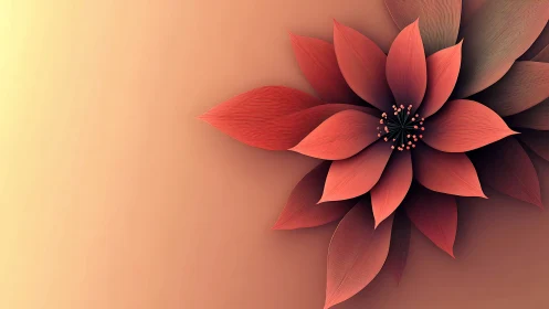 Muted coral flower abstraction with radial petal symmetry.