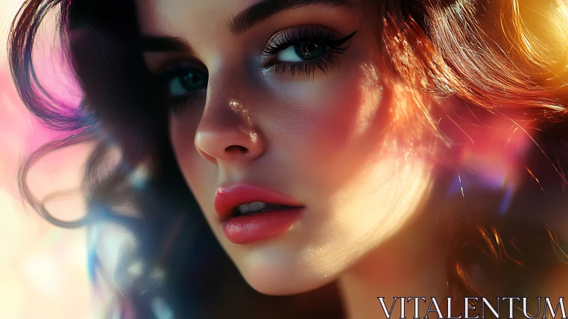 Digital painting close-up portrait with prismatic bokeh glow.