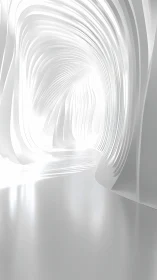 Abstract White Architectural Tunnel with Curved Layered Surfaces