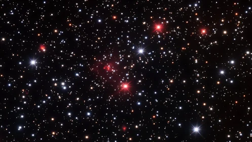 Dense stellar field with multicolor point sources and diffraction spikes