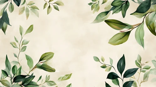 Leaf clusters frame a neutral background evenly around edges