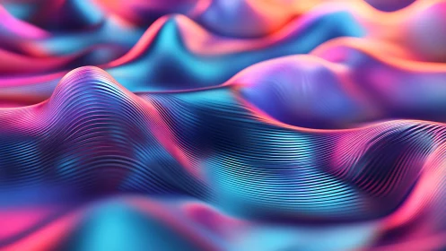 Shimmering Neon Waves Over A Soft Digital Horizon.