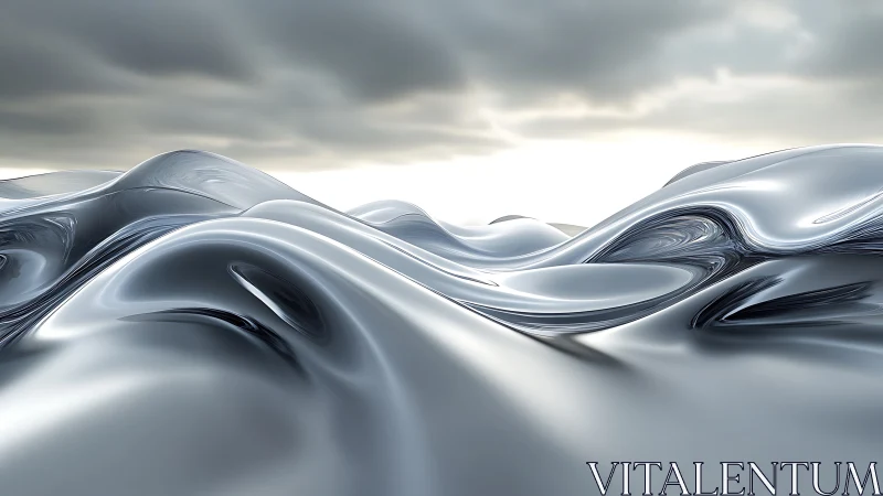 Liquid chrome dunes under a brooding electric skyline.