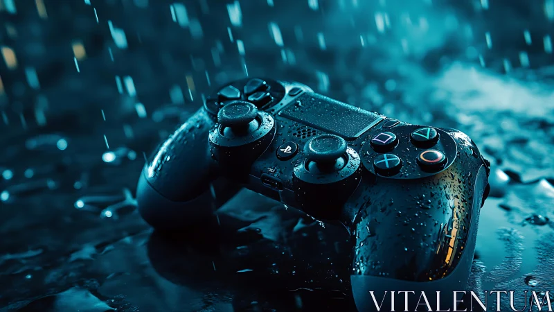 Wet Gaming Controller in Rain.