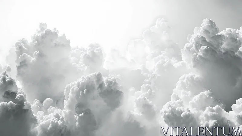 Dramatic close view of dense white cumulus clouds.