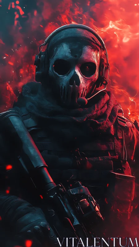 Ghostly fire warrior framed in glowing red embers.