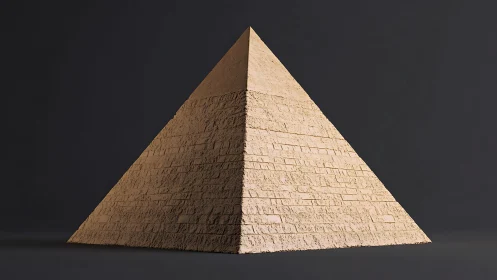 Rendered stone pyramid model with stratified brick surface detail