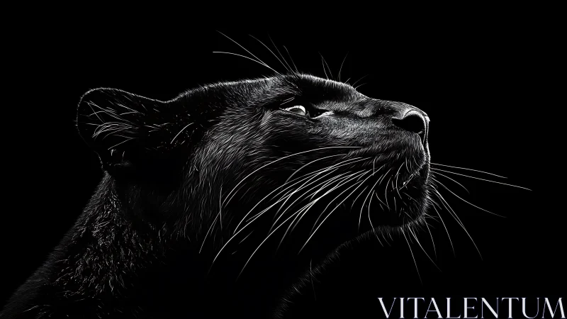 Black Feline Portrait in Chiaroscuro Light Study.