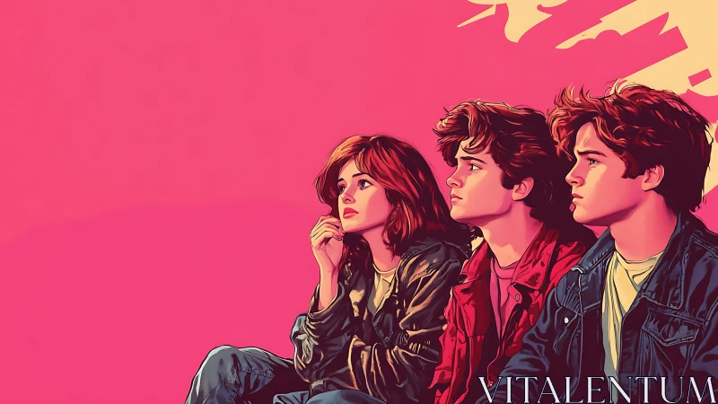 Triadic teen portrait uses saturated pink negative space