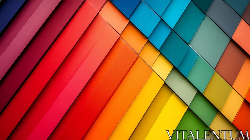 Diagonal color panels forming geometric abstract pattern.