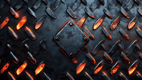 Molten Metal Diamond Plate with Glowing Heat Accents.