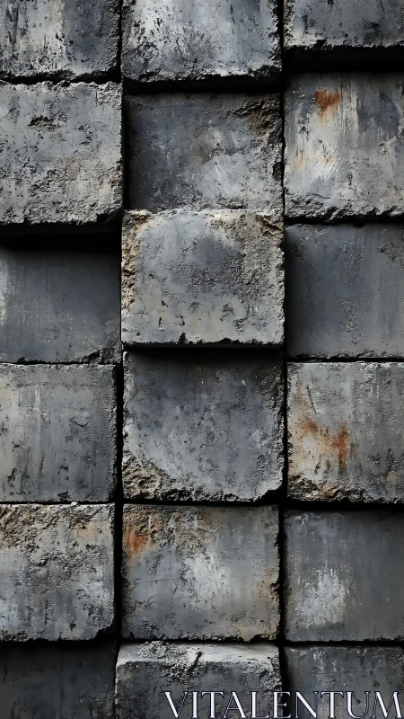 Weathered concrete blocks with rugged, timeworn character.