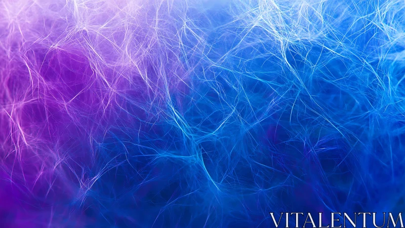 Abstract fiber texture with glowing purple and blue gradient background.