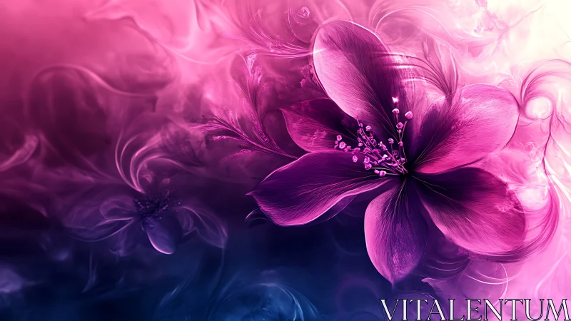 Luminous Floral Bloom Against Gradient Magenta-Indigo Background.