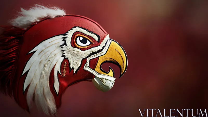 Sports helmet with stylized eagle head logo in profile