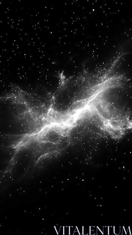 Monochrome nebular cloud extends across sparse star field