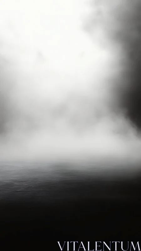 Foggy horizon dissolves into bright white void above.